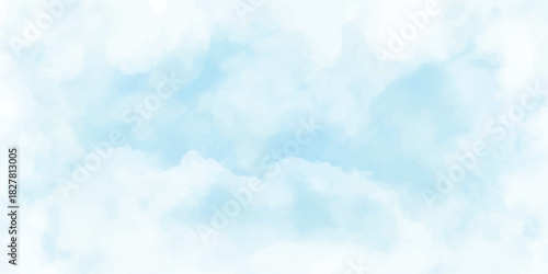 Abstract blue sky background with beautiful white fluffy clouds and bright summer sunlight