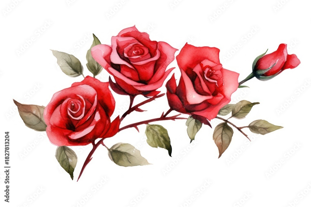 Naklejka premium Rose flower plant red.