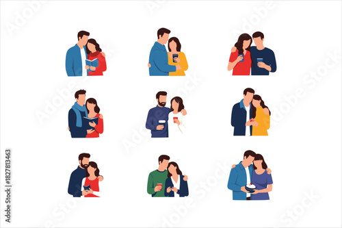 Diverse collection of couples in love