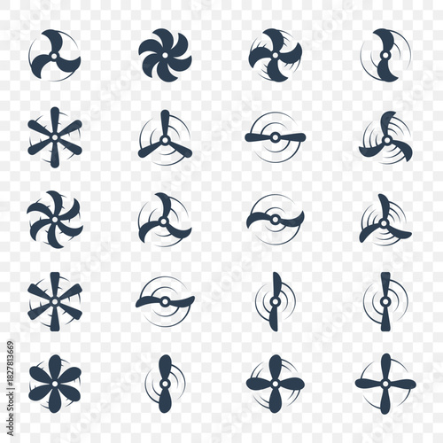Airplane propellers. Vector aviation rotor icon for aircraft, drones, and engineering transport themes