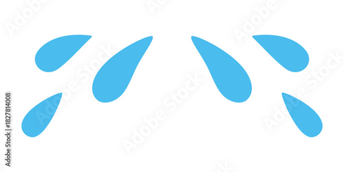 Blue tears drops. Flat cartoon liquid spray elements for abstract decoration and design