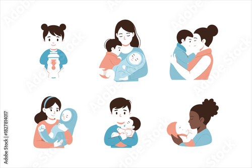 Diverse parents with their babies