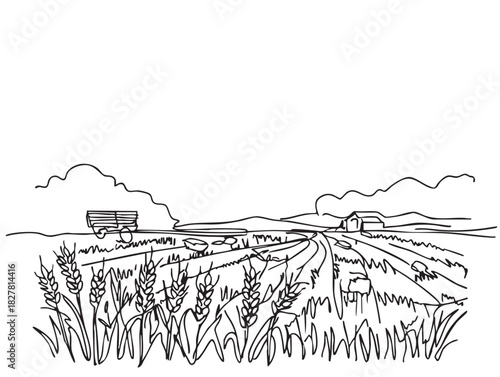 doodles sketch harvest village fields