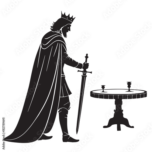 Black king arthur Silhouette Vector, High Quality Illustration on White Background
