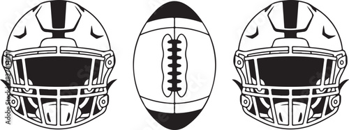 American Football Player Silhouettes in Action Poses