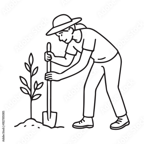 Volunteer planting a tree for a greener future and environmental sustainability, promoting ecological balance and positive change for generations