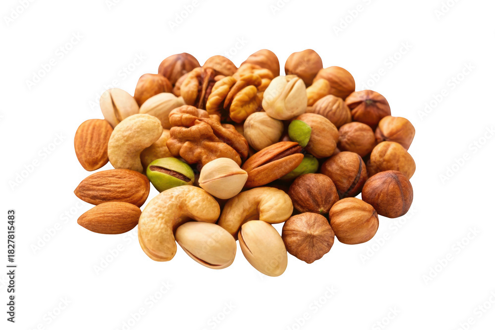 Obraz premium A healthy mix of assorted nuts isolated on transparent background
