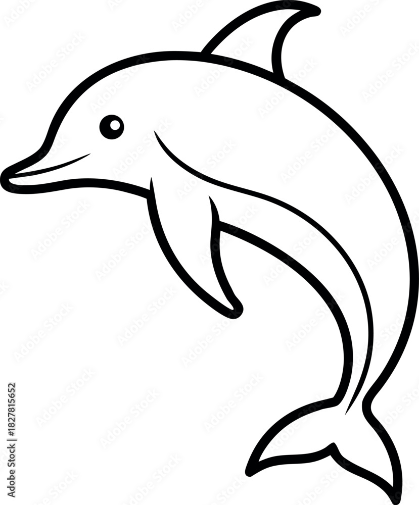 Fototapeta premium Minimalist Line Drawing of Jumping Dolphin for Educational and Creative Use