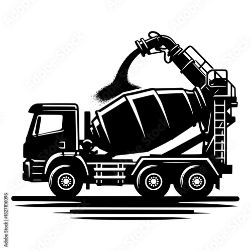 Cement mixer unloading cement vector image illustration