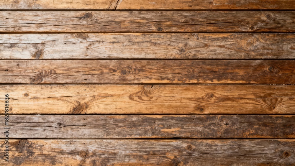 Fototapeta premium Weathered horizontal wooden planks create a rustic background texture