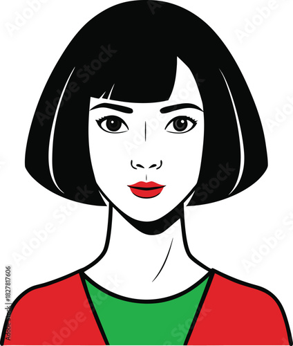 Chic female outline with a modern bob haircut perfect for fashion and beauty branding