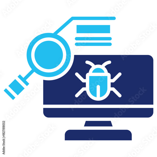 Virus Scan Flat Blue Icon