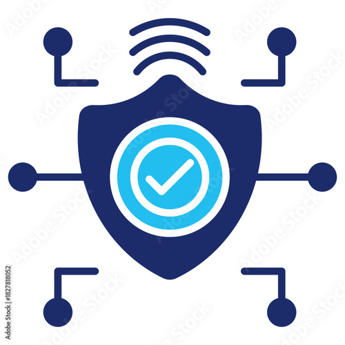 Cyber Security Flat Blue Icon