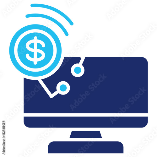 Cyber insurance Flat Blue Icon