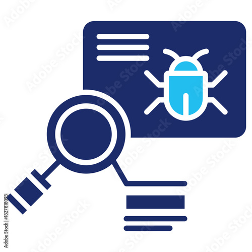 Virus Scan Flat Blue Icon