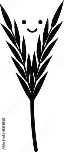 adorable cartoon rice stalk with happy face  whit.eps