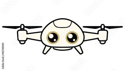 Drone with Yellow Eyes Robot Illustration