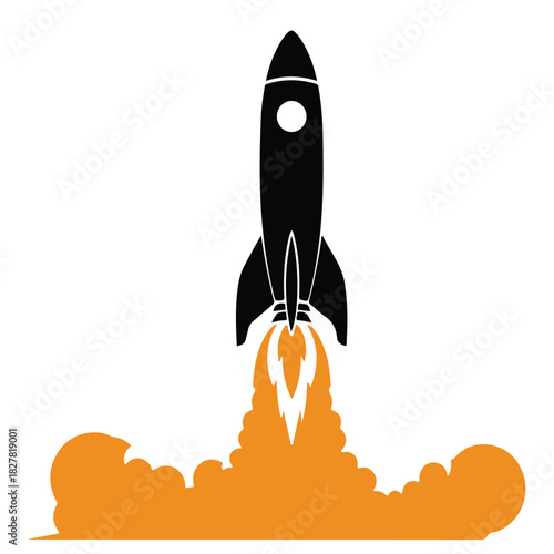 Simple Rocket Launch Illustration
