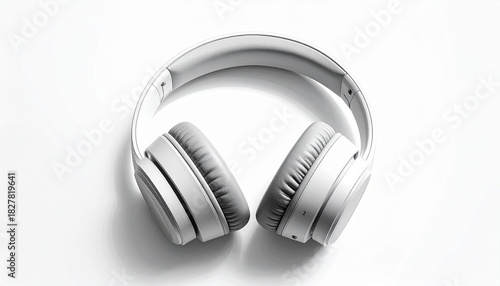 Sleek white wireless headphones resting on a clean surface in a modern setting showcasing minimalist design