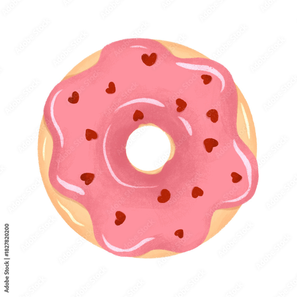 Obraz premium Pink donuts dessert illustration isolated with transparent background for valentine’s day cards, invitation, element design templates.