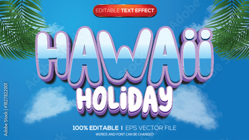 3d text effect hawaiian holiday theme