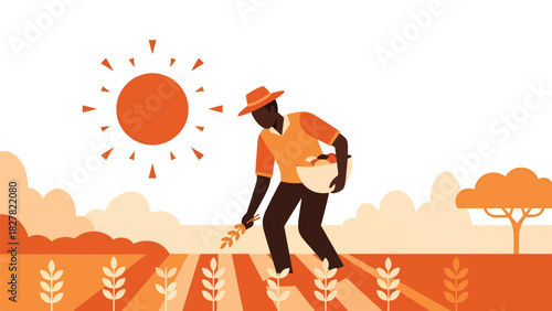 African farmer harvesting fresh crops in a field. Ideal for agricultural lifestyle, farming culture, subsistence work, and rural livelihood visuals