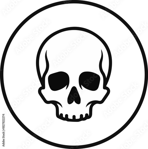Skull icon in a circle, representing danger, death, or poison. Suitable for various design uses