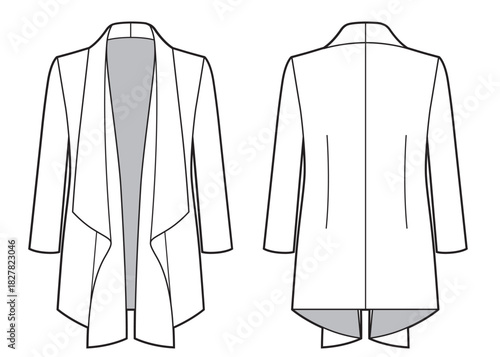 Wrap fitted coat with shawl lapel collar