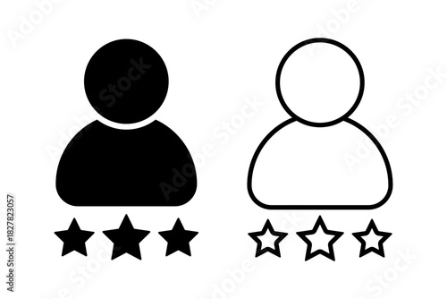 Vector isolated User Rating icon set in black outline and fill