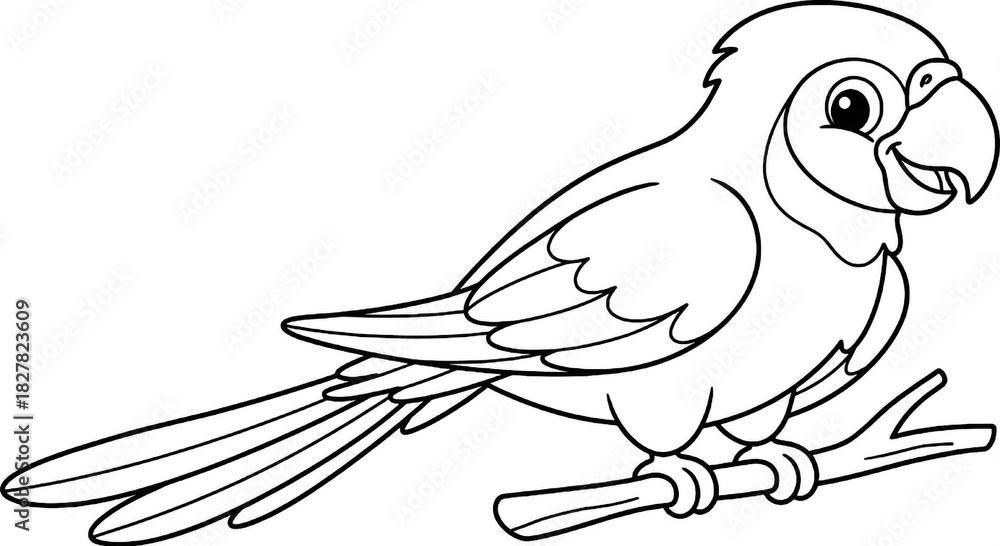 Fototapeta premium Bird Coloring Page – Simple Line Art Illustration Camel Standing in Desert – Full Body Wildlife Photo Bird Vector Line Art – Black and White Illustration