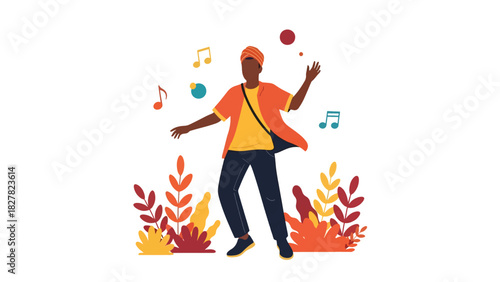 African man dancing with expressive movement and joyful energy. Ideal for culture celebration, movement, and artistic expression visuals