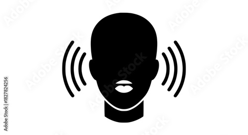 Listening figure black white icon 