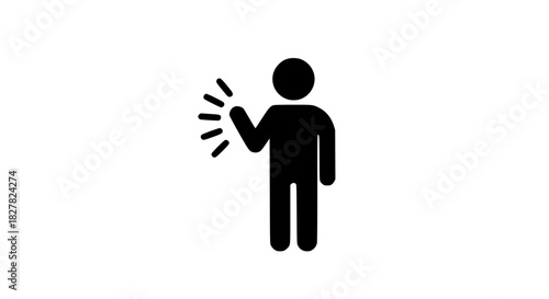 Man waving gesture black white icon 