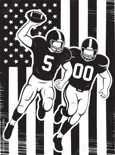 American Football Player Silhouettes in Action Poses