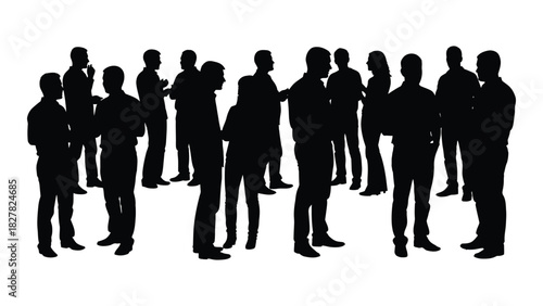 Group of people silhouettes isolated on white background, Vector