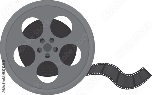 Film reel isolated on white background. Illustration of movie strip, symbol of cinema