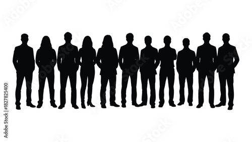 Diverse group of professional silhouettes isolated on white background, Vector