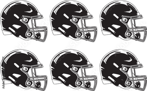 American Football Player Silhouettes in Action Poses