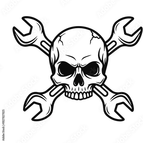 Skull and Cross Wrenches A Bold Emblem of Mechanics and the Art of Craftsmanship