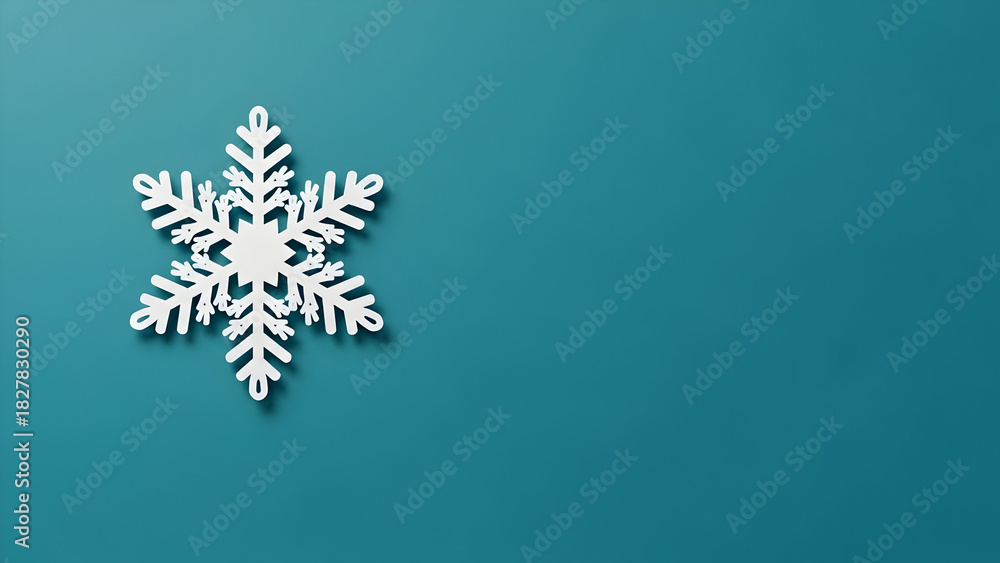Fototapeta premium Teal Background with One Snowflake Cutout