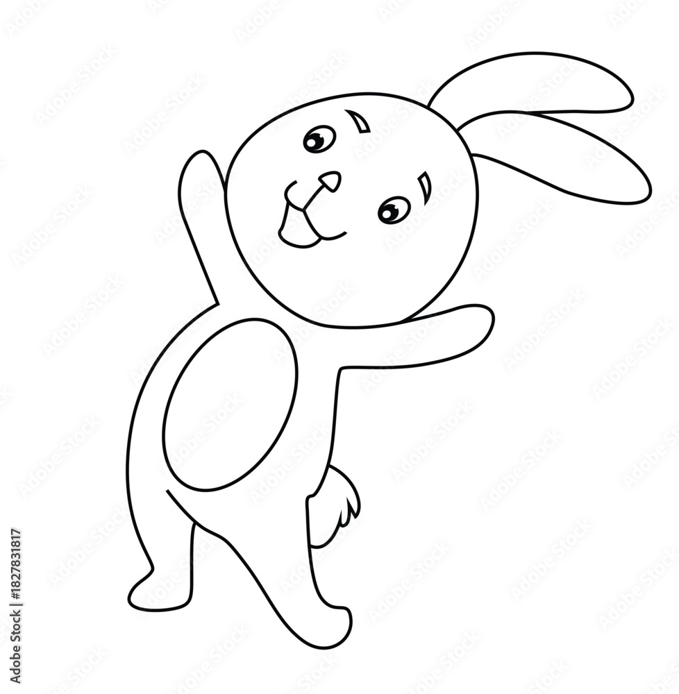 Fototapeta premium cute cartoon hand drawn vector funny rabbit outline .