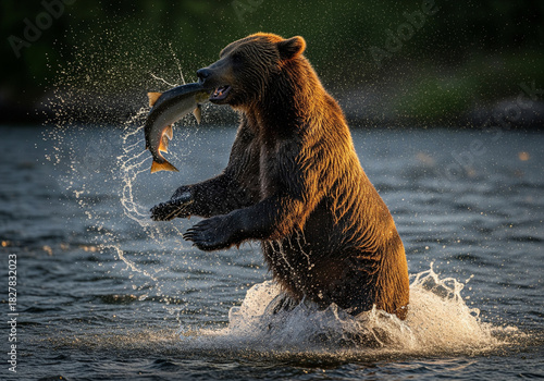 brown bear in water