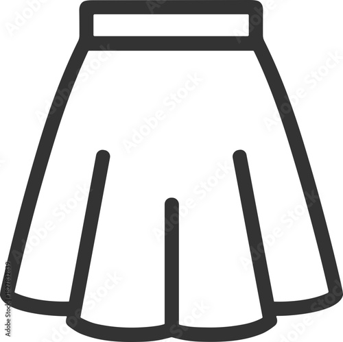 Black line icon of a pleated skirt