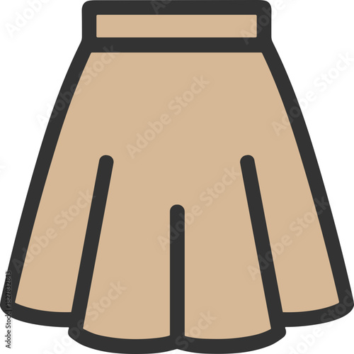 Beige pleated skirt icon for UI use
