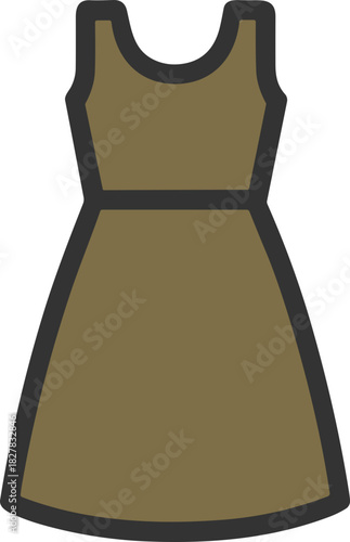 Olive green sleeveless dress flat icon
