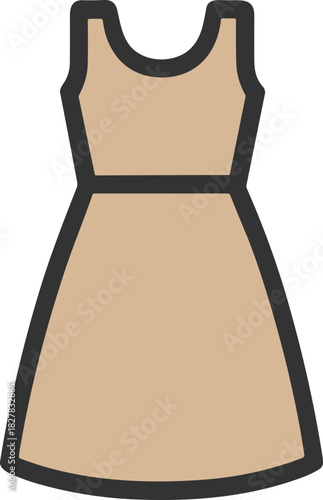 Beige sleeveless dress with waist detail