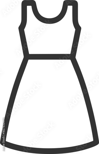 Black and white line icon of a dress