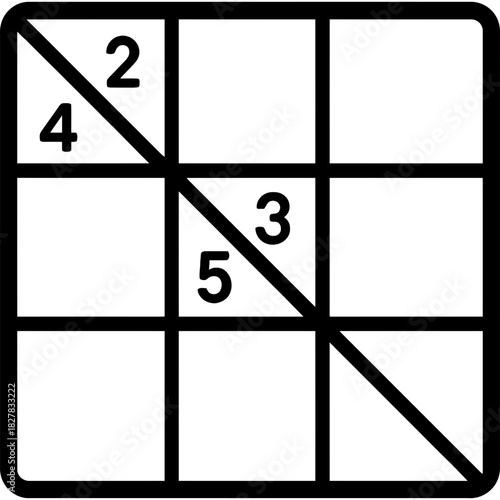 Kakuro number cross outline icon vector