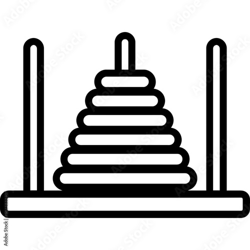 Tower of hanoi discs puzzle outline icon vector