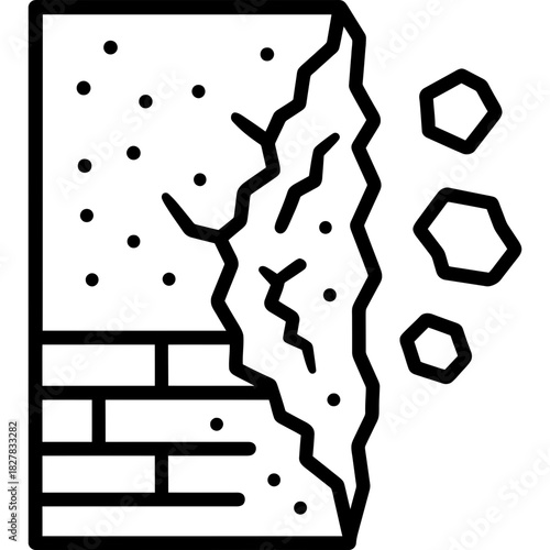 Concrete spalling surface outline icon vector